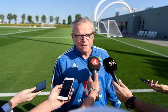 Head coach Janne Andersson is being interviewed