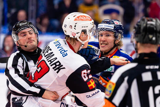 Gruff mellan Malmö Redhawks Fredrik Händemark och