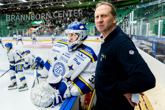 Leksands målvakt Axel Brage och målvaktstränare Jonas