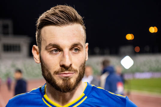 Fidan Aliti of Kosovo speaks to media