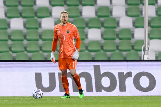 Goalkeeper Peter Abrahamsson of Sweden