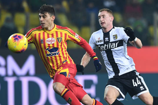 Cristian Dell'Orco of Lecce Dejan Kulusevski of Parma