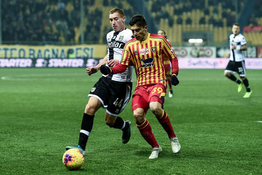 Dejan Kulusevski of Parma and Cristian Dell'Orco of Lecce