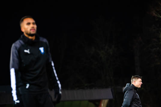 Malmö FFs Isaac Kiese Thelin och tränare Jon Dahl Tomasson