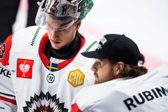 Goalkeeper Johan Mattsson and goalkeeper Niklas Rubin of