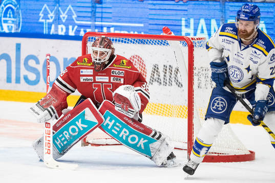 Örebros målvakt Dominik Furch och Leksands Mattias Ritola