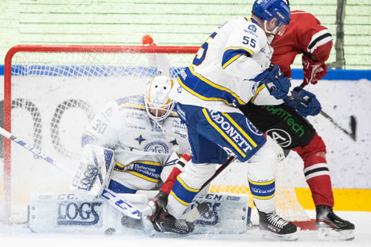Leksands målvakt Janne Juvonen och Leksands Jonas Ahnelöv