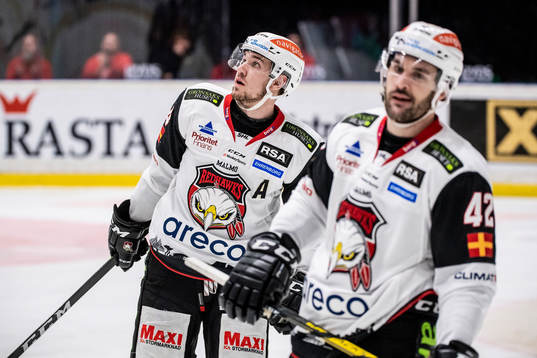 Malmö Redhawks Jesper Jensen Aabo och Niklas Arell deppar