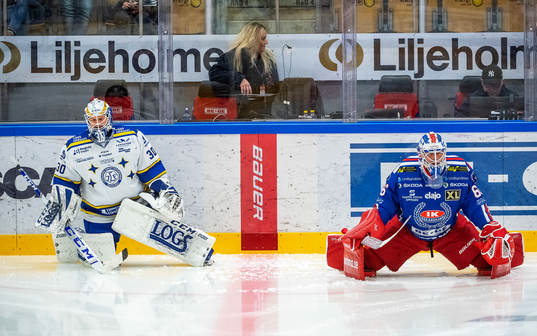 Leksands målvakt Janne Juvonen och Oskarshamns målvakt