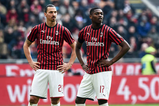 Zlatan Ibrahimovic and Rafael Leao of AC Milan