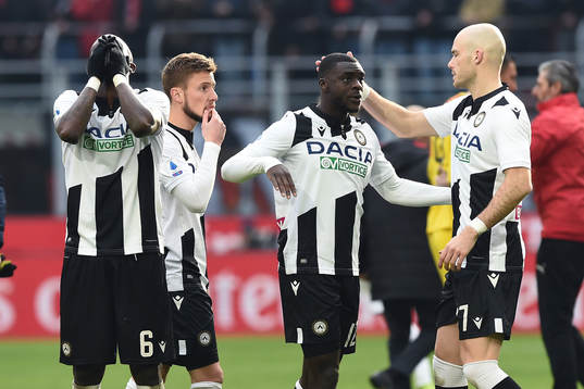 Ken Sema of Udinese looks dejected