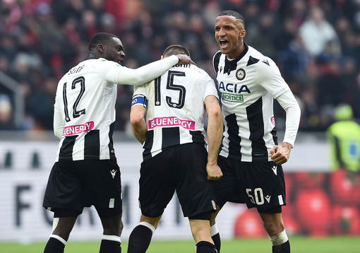 Ken Sema of Udinese celebrates