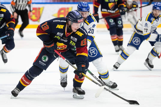 Djurgårdens Kalle Östman och Leksands Mattias Karlsson