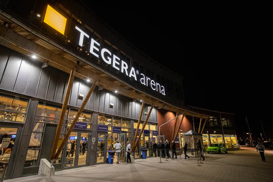 Tegera Arena innan ishockeymatchen i SHL mellan Leksand och