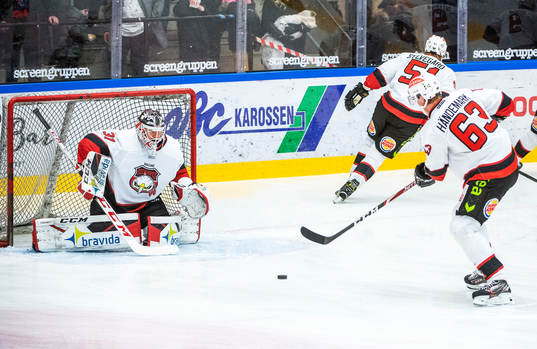 Malmö Redhawks målvakt Lars Volden och Fredrik Händemark