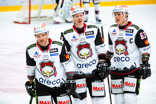 Malmö Redhawks Frederik Storm, Lars Bryggman och Fredrik