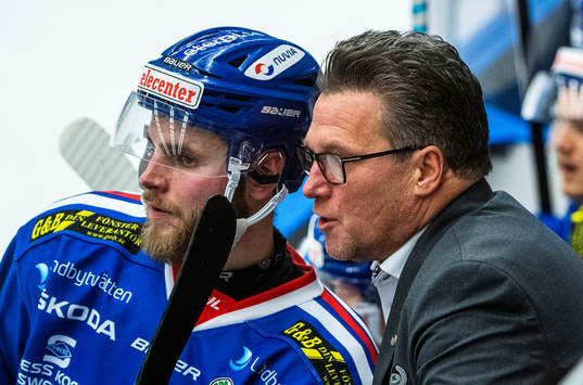 Oskarshamns tränare Håkan Åhlund och Robin Söderqvist