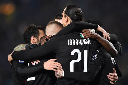 Zlatan Ibrahimovic of Milan celebrates