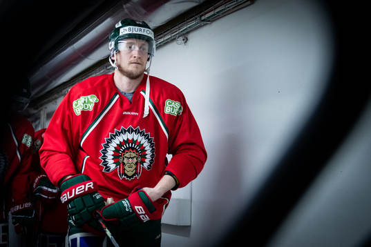 Frölundas David Printz innan ishockeymatchen i SHL mellan