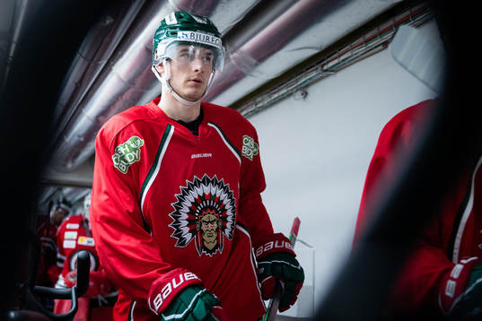 Frölundas Johan Sundström innan ishockeymatchen i SHL