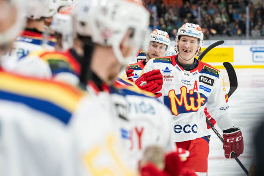 Malmö Redhawks Emil Sylvegård jublar