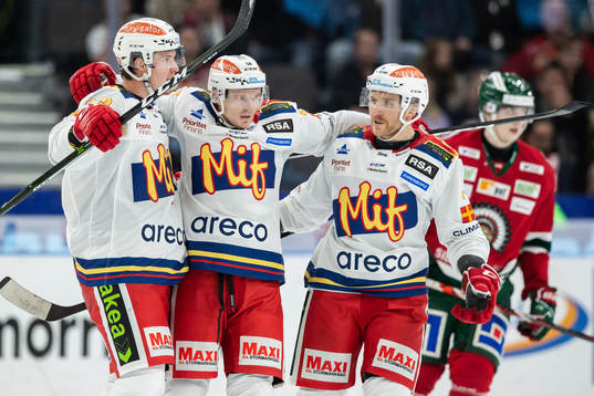Malmö Redhawks Adam Ollas Mattsson jublar