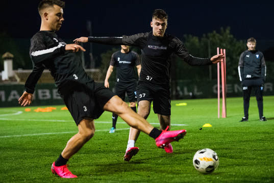 Malmö FFs Jonas Knudsen och Tim Prica