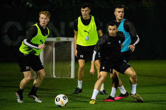 Malmö FFs Linus Borgström, Anel Ahmedhodzic, Behrang