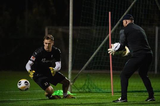 Malmö FFs Johan Dahlin och målvaktstränaren Jonnie Fedel