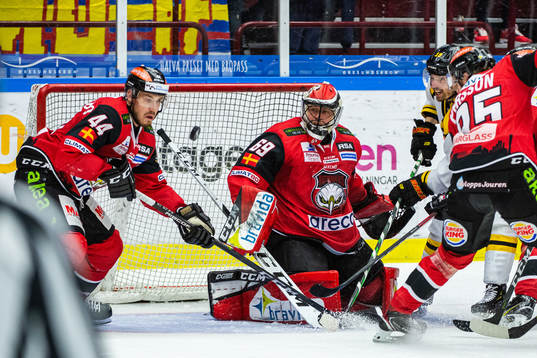 Malmö Redhawks Jesper Jensen Aabo och målvakt Oscar