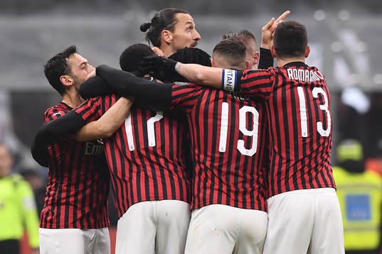 Zlatan Ibrahimovic of Milan celebrates