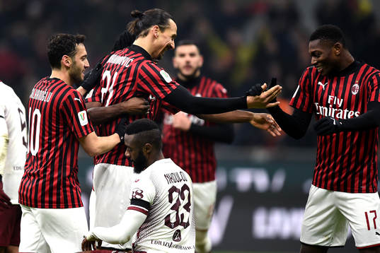 Zlatan Ibrahimovic of Milan celebrates