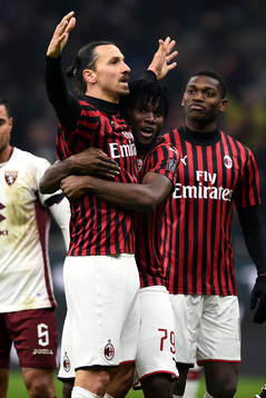 Zlatan Ibrahimovic of Milan celebrates