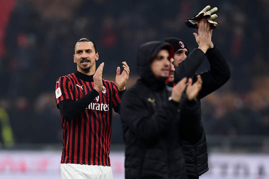 Zlatan Ibrahimovic of Milan celebrates