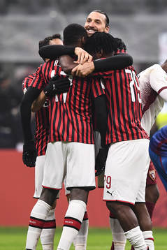 Zlatan Ibrahimovic of Milan celebrates