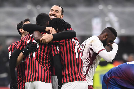 Zlatan Ibrahimovic of Milan celebrates