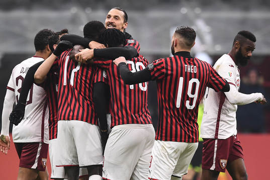 Zlatan Ibrahimovic of Milan celebrates