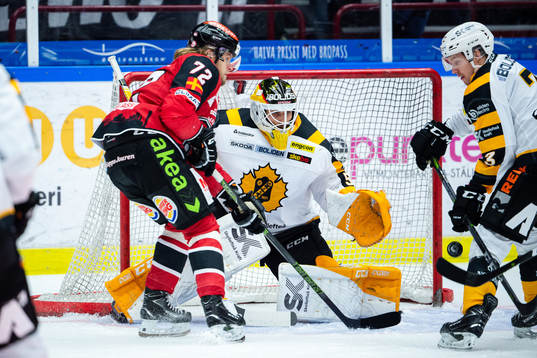 Malmö Redhawks Nicolai Meyer oroar framför Skellefteås