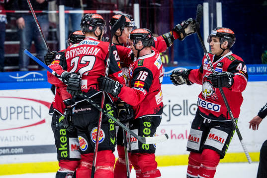 Malmö Redhawks spelare jublar