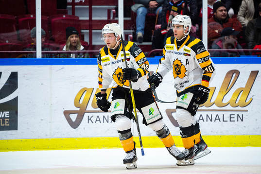 Skellefteås Oscar Möller och Joakim Lindström jublar