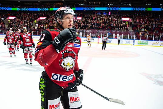 Malmö Redhawks Emil Sylvegård jublar