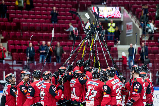 Malmö Redhawks spelare jublar