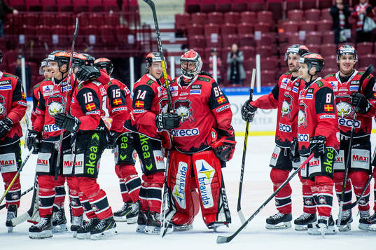 Malmö Redhawks Carl-Johan Lerby och målvakt Oscar