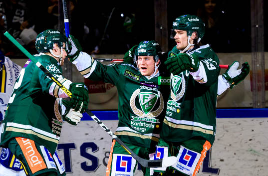 Färjestads Per Åslund, Marcus Nilsson och Linus Johansson