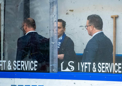 Oskarshamns tränare Håkan Åhlund och  assisterande