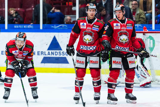 Malmö Redhawks Frederik Storm, Axel Wemmenborn och Matias