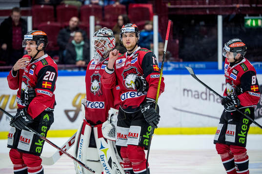 Malmö Redhawks Henrik Hetta, målvakt Lars Volden, Max