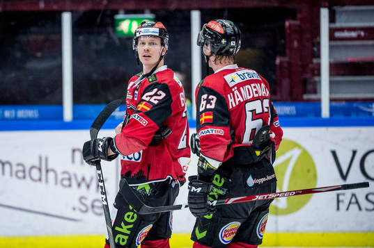 Malmö Redhawks Lars Bryggman och Fredrik Händemark deppar