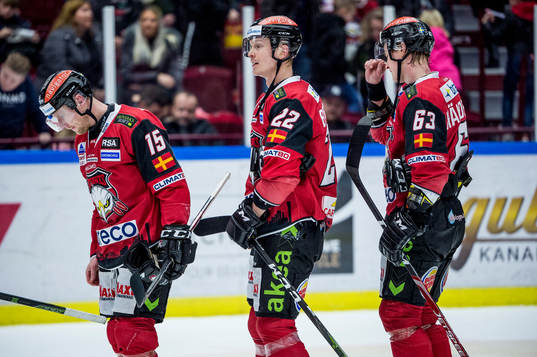 Malmö Redhawks Axel Wemmenborn, Lars Bryggman och Fredrik