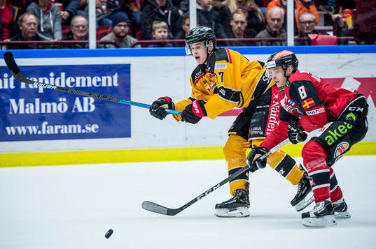 Luleås Nils Lundkvist och Malmö Redhawks Johan Olofsson